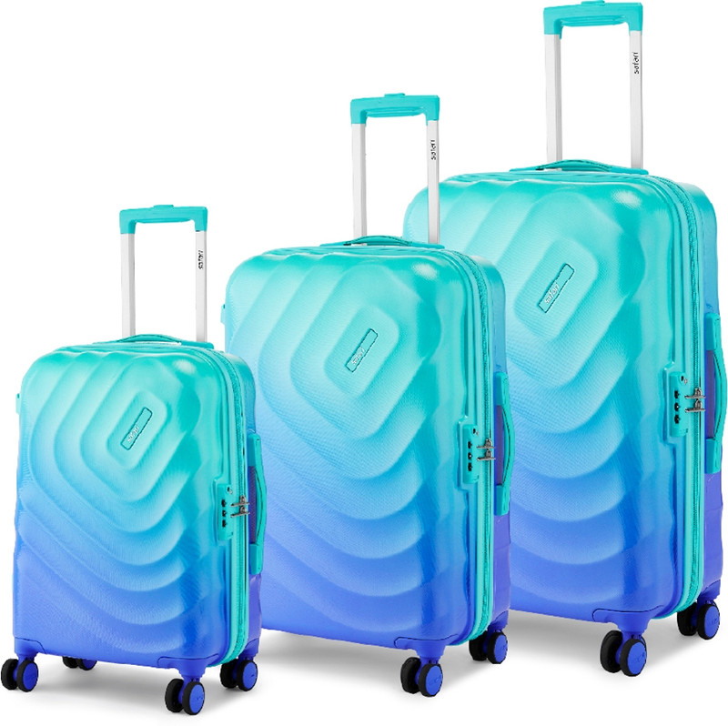 Safari SAFARI Hard Body Set of 3 Luggage 8 Wheels - Haze - Blue