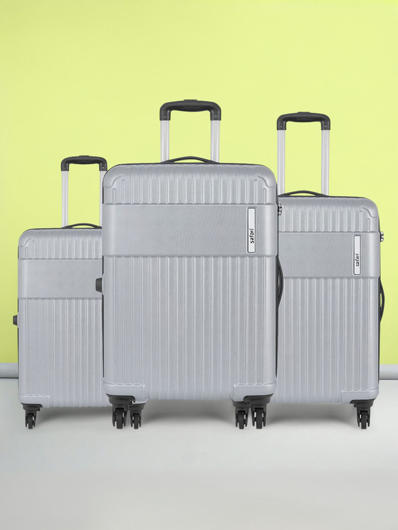 Safari SAFARI Hard Body Set of 3 Luggage 4 Wheels - STEALTH Set of 3 (Small 55cm | Medium 66cm | Large 75cm) 4W - Silver