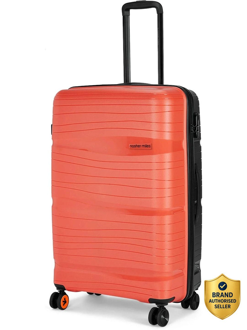Nasher Miles NASHER MILES Nicobar Hard-Sided Polypropylene Check-in Luggage Orange and Dark Grey 28 inch |75cm Trolley Bag Check-in Suitcase 8 Wheels - 28 inch