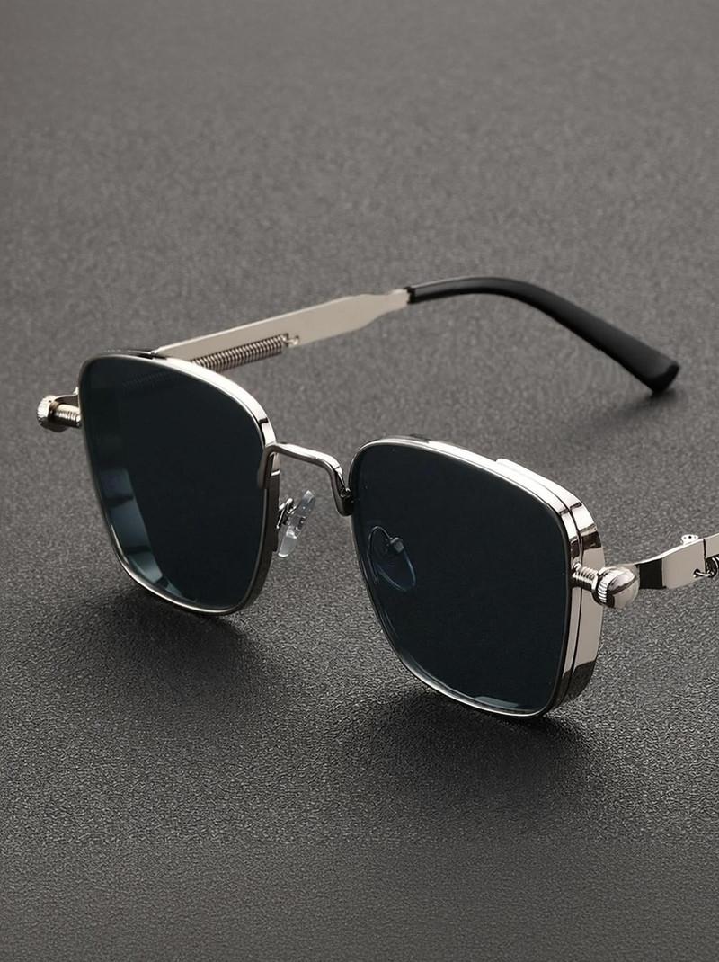 YOUTH CLUB Toughened Glass Lens Retro Square, Wrap-around Sunglasses (85) For Men & Women, Black