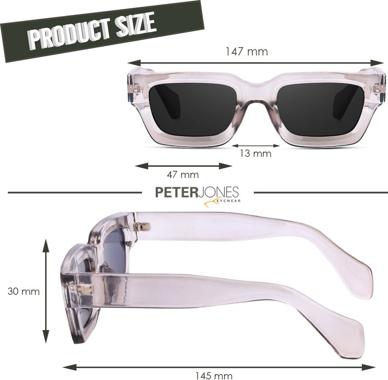 PETER JONES UV Protection Rectangular Sunglasses (47) Black - Image 3
