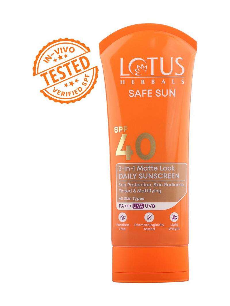 LOTUS HERBALS Sunscreen - SPF 40 PA+++ SafeSun 3in1 Matte Look Daily Tinted sunscreen 100 g