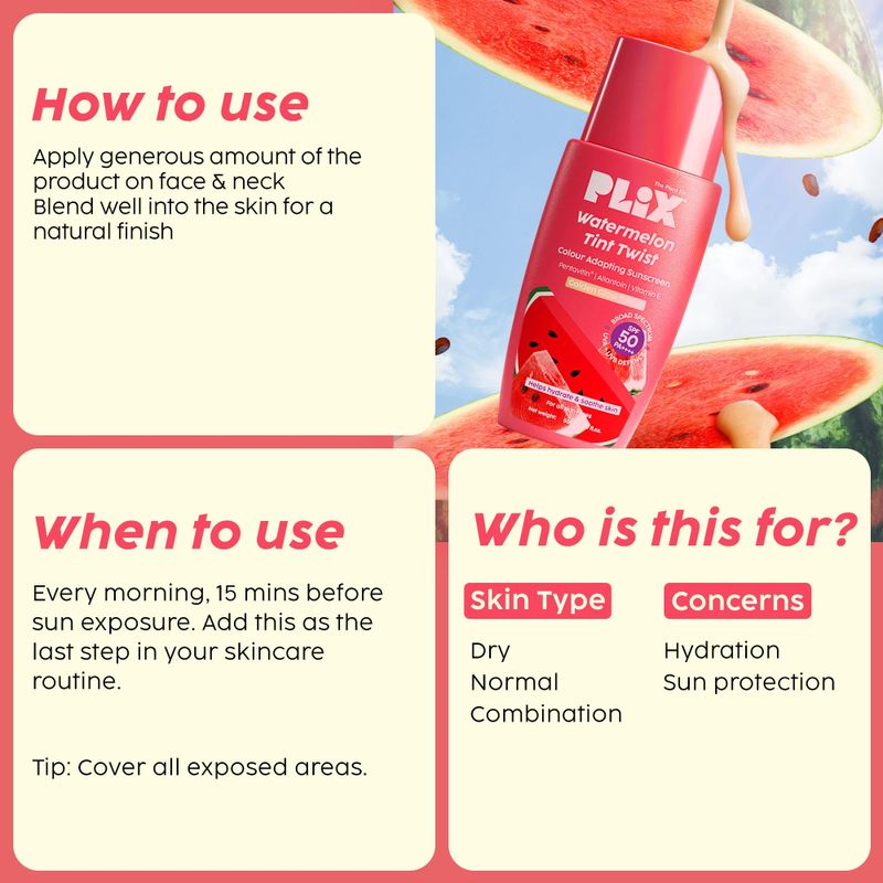 The Plant Fix Plix Sunscreen SPF 50 PA++++ Watermelon Tint - Image 6