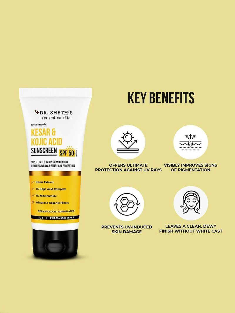 Dr. Sheth’s Sunscreen SPF 50 PA++++ Kesar & Kojic Acid - Image 3