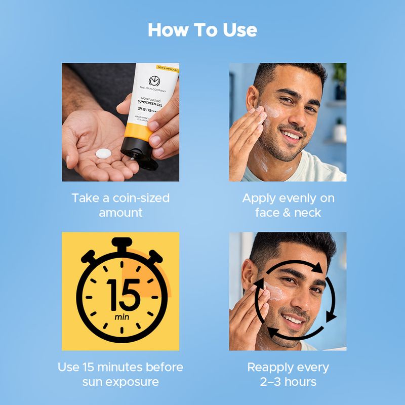 THE MAN COMPANY Sunscreen - SPF 50 PA++++ Moisturising Sunscreen Gel| 2-in-1 Sun Protection & Hydration|Lightweight Gel (50 g) - Image 6