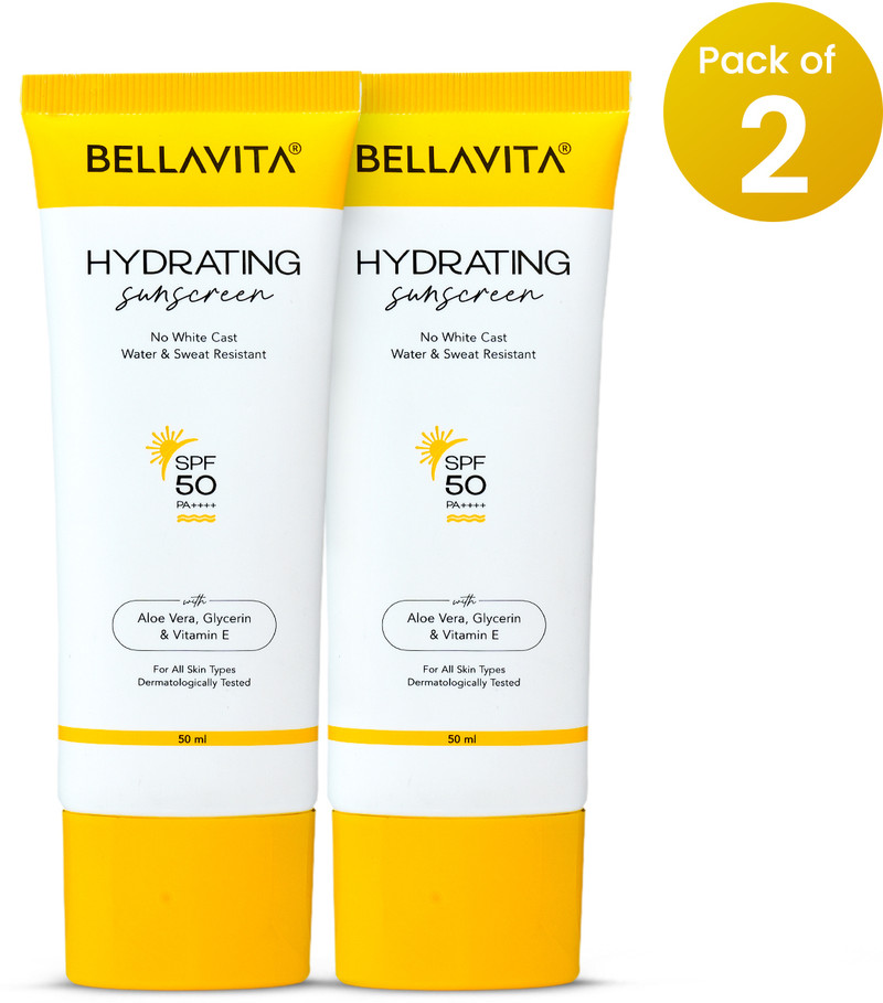 bellavita sunscreen spf 50 pa water based hydrating women men pack 2