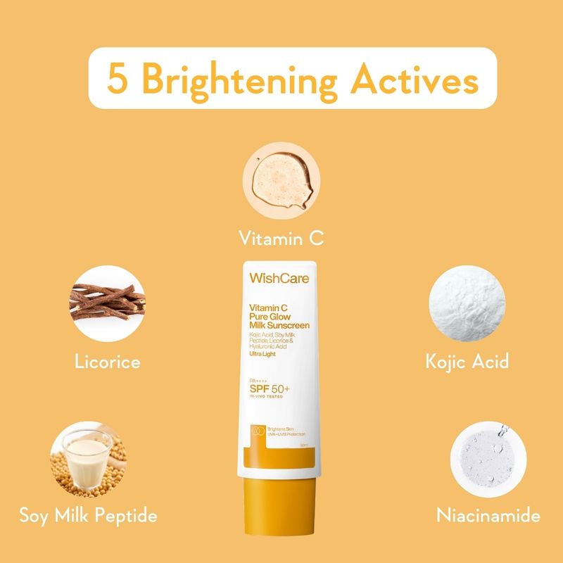 WishCare Sunscreen SPF 50+ PA++++ Vitamin C Pure Glow Milk - Image 5