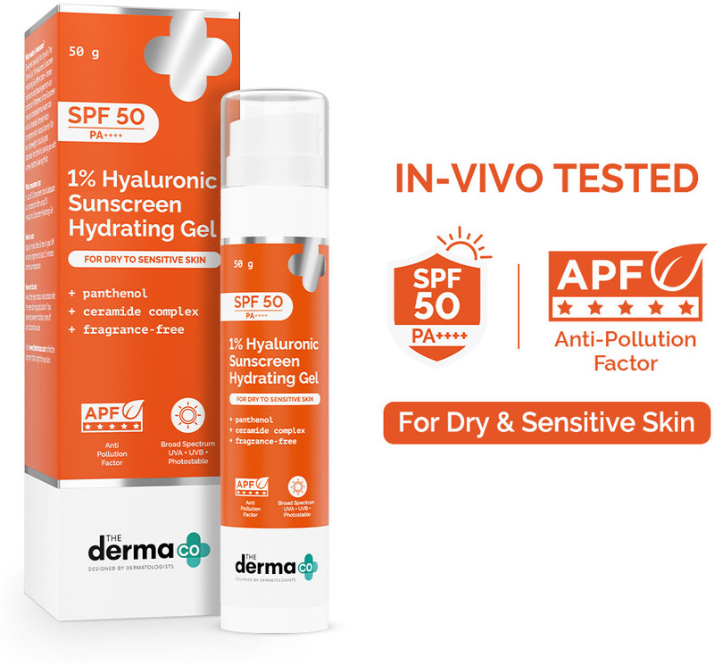 derma co sunscreen spf 50 pa 1 hyaluronic hydrating gel dry sensitive skin