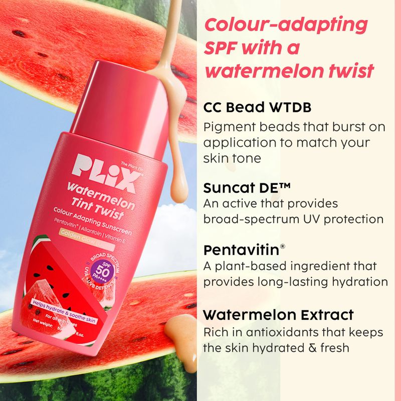 The Plant Fix Plix Sunscreen SPF 50 PA++++ Watermelon Tint - Image 3