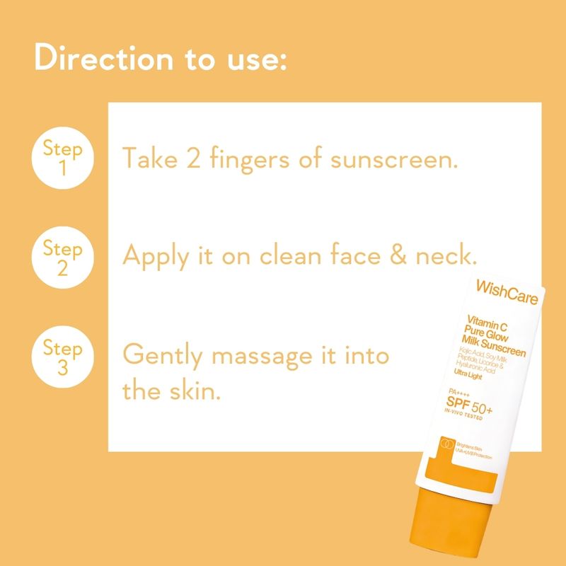 WishCare Sunscreen SPF 50+ PA++++ Vitamin C Pure Glow Milk - Image 6