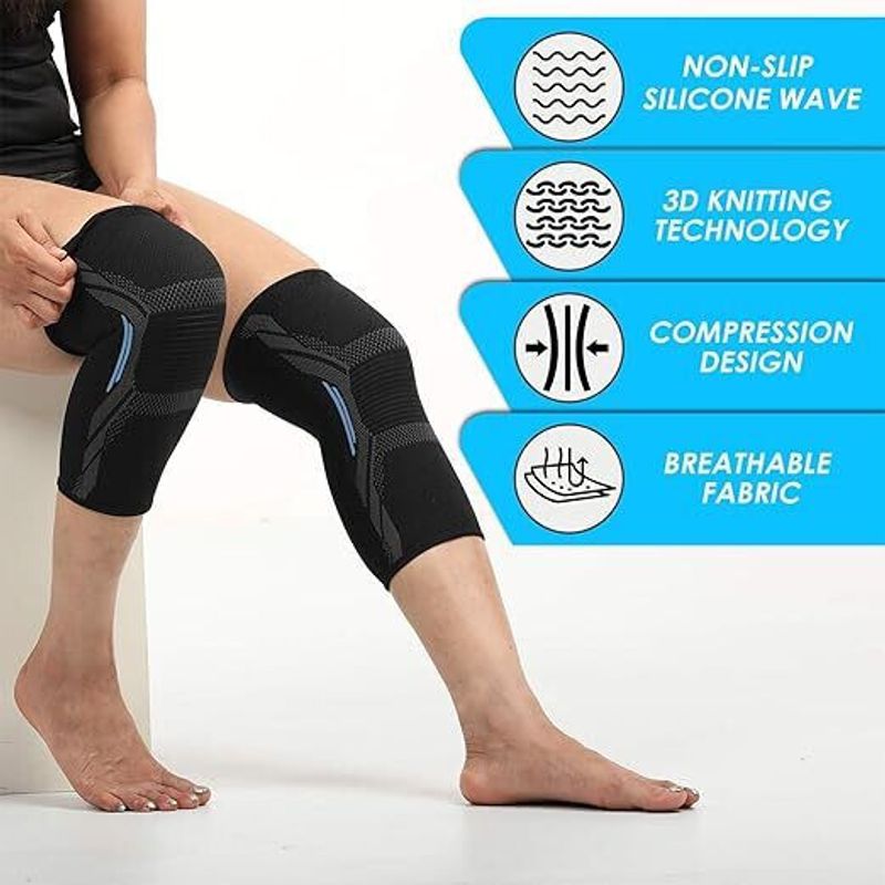 sachi sports Knee Cap Compression Support for Gym, Running, Cycling and Sports, Pain Relief Knee Support (Blue) - Image 5