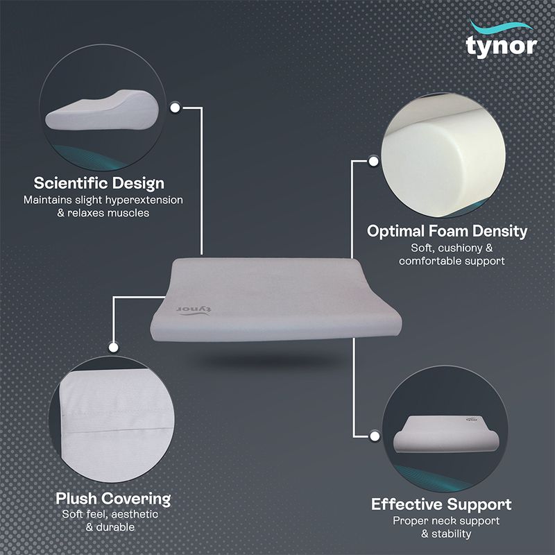TYNOR Regular Cervical Pillow, Grey, Universal Size - Image 4