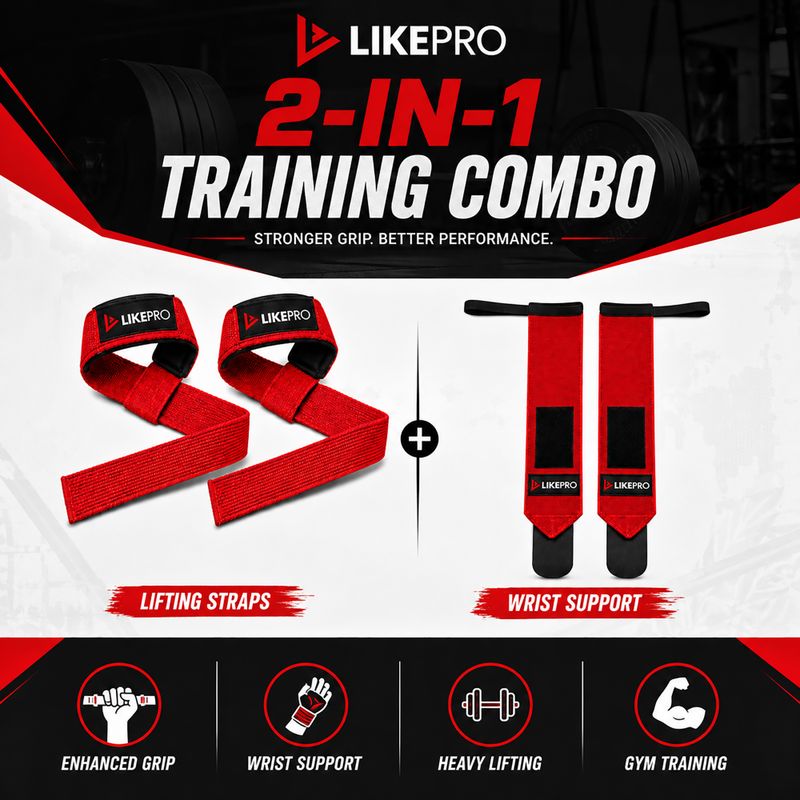 LIKEPRO Premium Lifting Straps with Wrist Wrap - Image 3