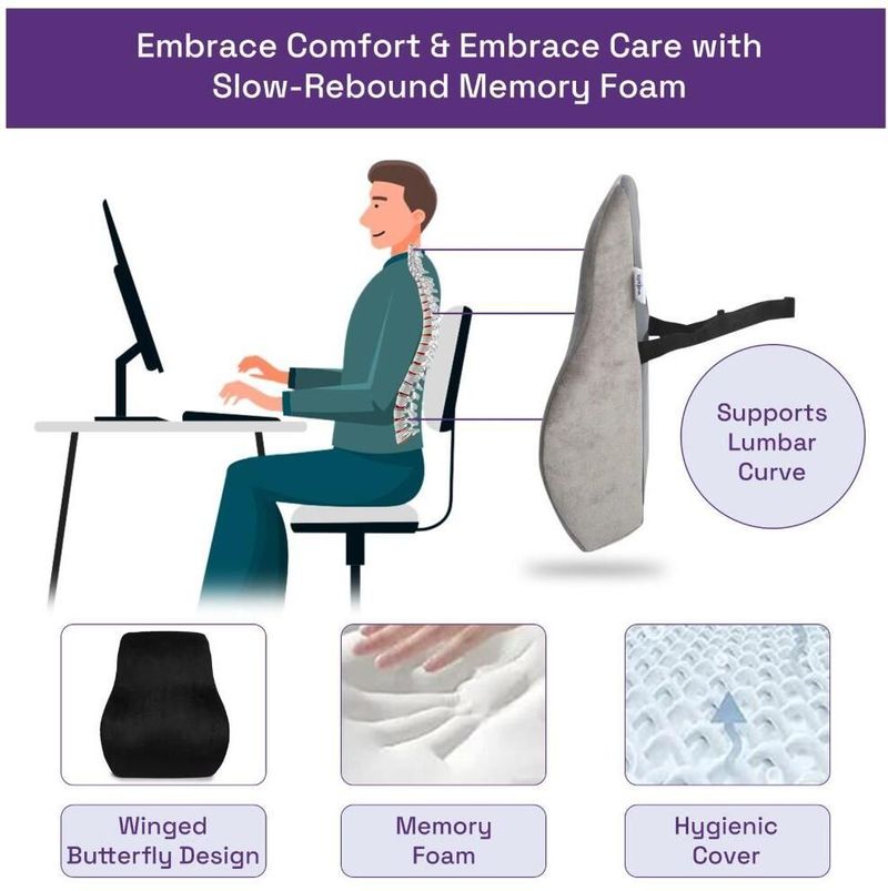 Wakefit Memory Foam Back Support Lumbar Cushion - Image 3