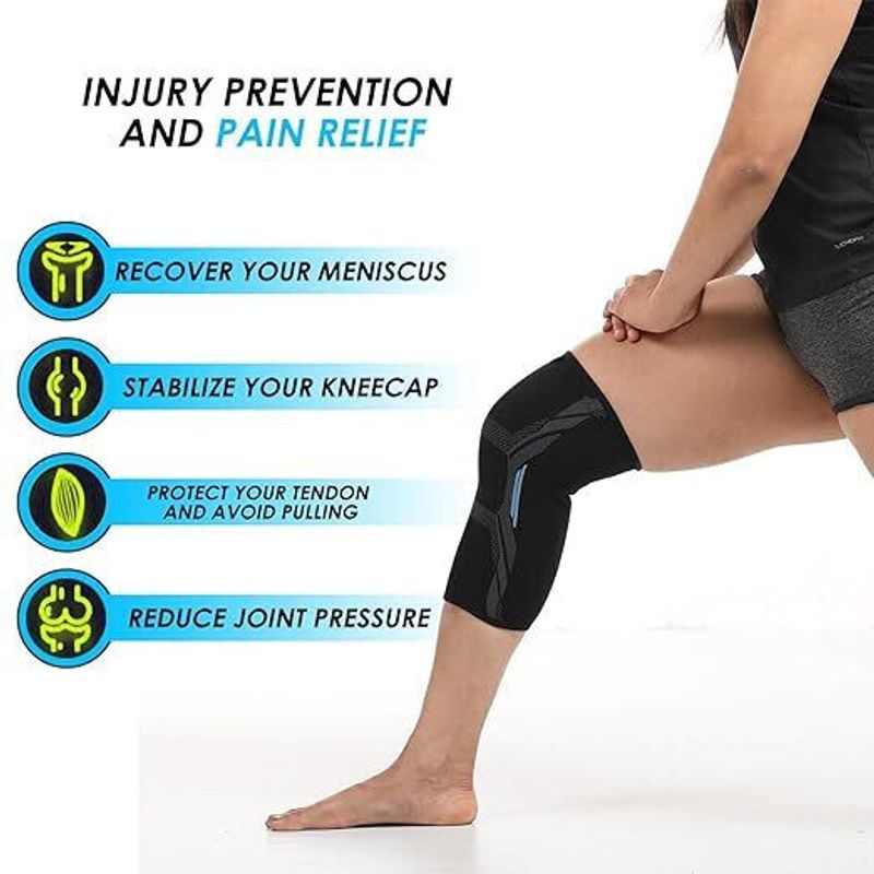 sachi sports Knee Cap Compression Support for Gym, Running, Cycling and Sports, Pain Relief Knee Support (Blue) - Image 4