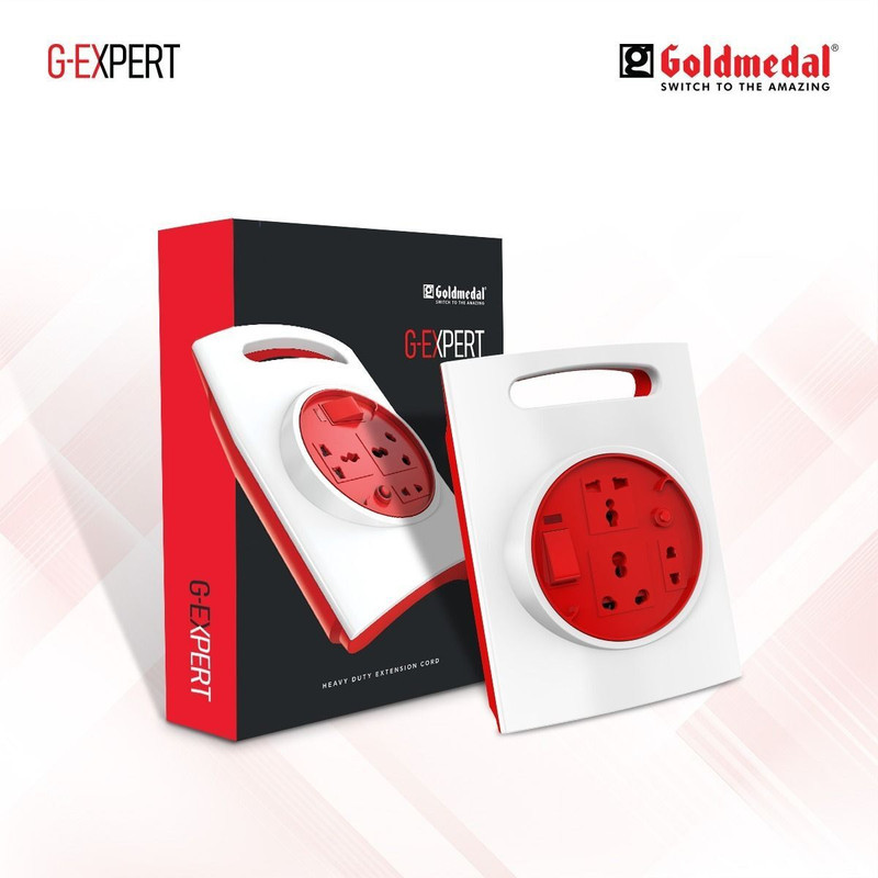 Goldmedal G-Expert 16a 3  Socket Extension Boards (White, Red, 3.5 m)