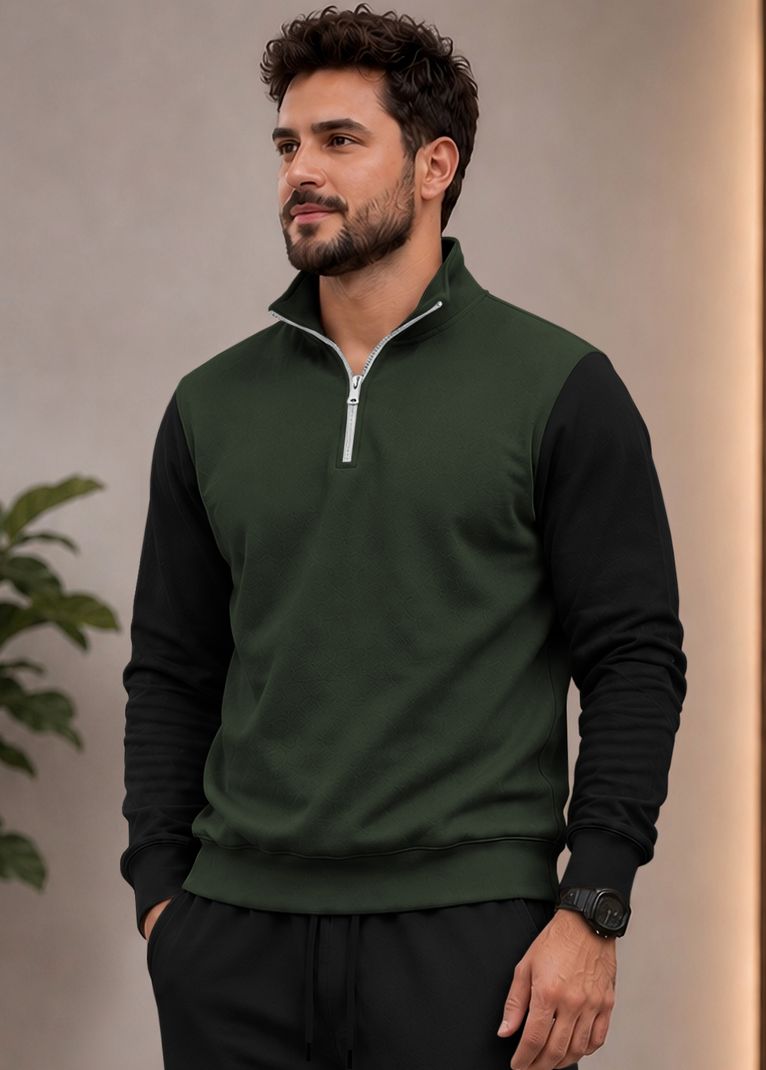 ROCKSTERFASHION Men Solid High Neck Black Sweater - Image 2
