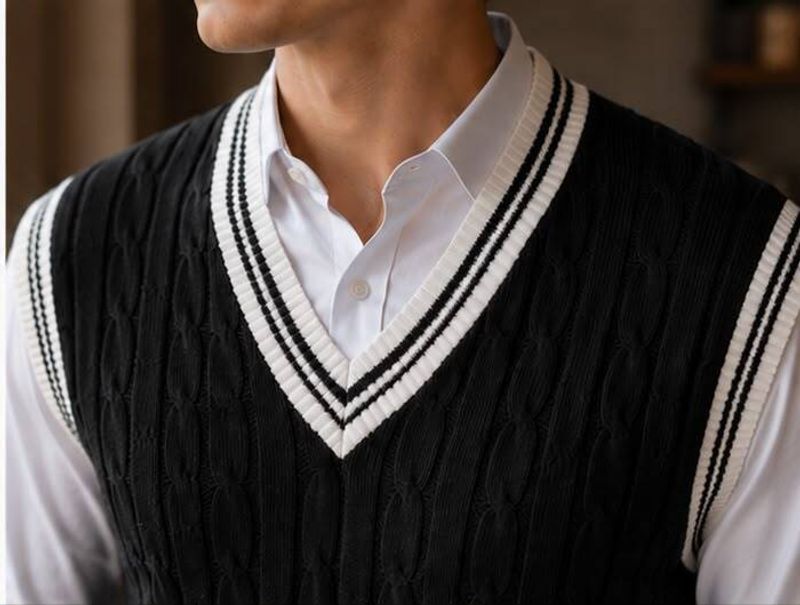 KaramKar Men V Neck Black Sweater - Image 5