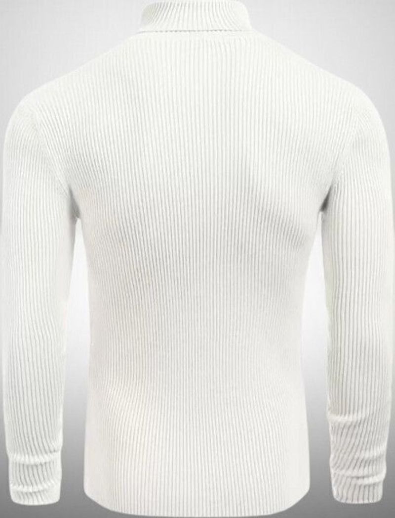 MAA TRADER Men Solid Collared Neck White Sweater - Image 4