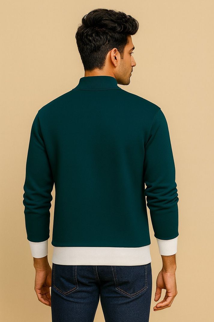 Try This Men Colorblock High Neck Green Sweater - Image 6