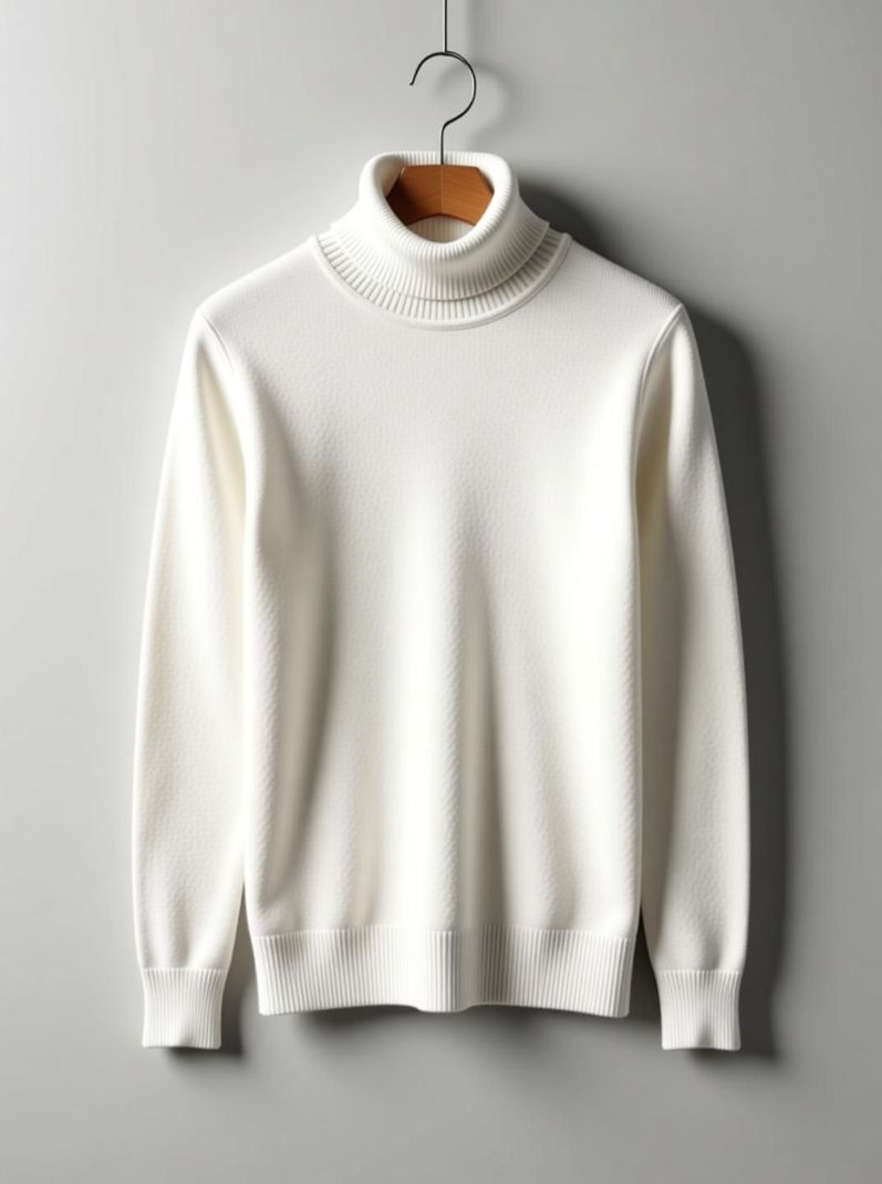 MAA TRADER Men Solid Collared Neck White Sweater - Image 3