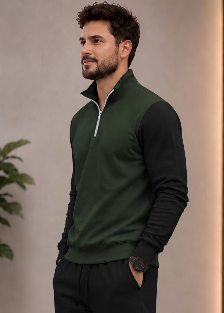 ROCKSTERFASHION Men Solid High Neck Black Sweater - Image 4
