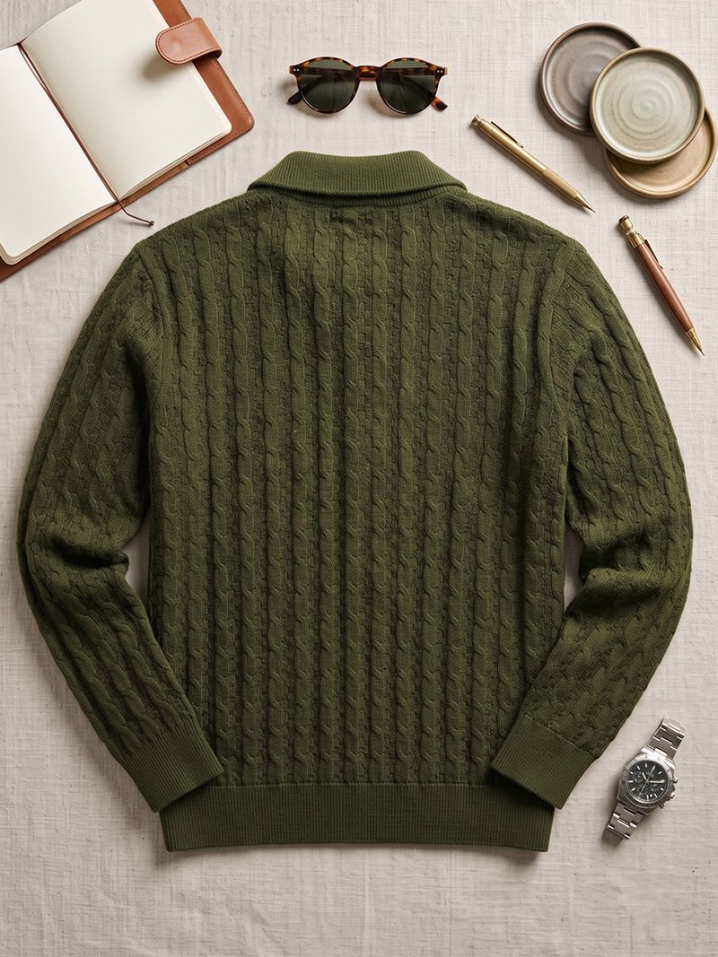 ANM D1 Men Dark Green Collared Neck Sweater - Image 3