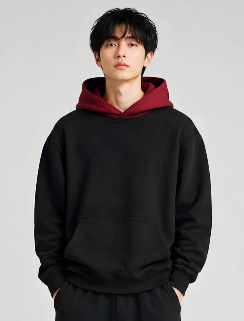Men Full Sleeve Color Block Hooded Sweatshirt - Image 2