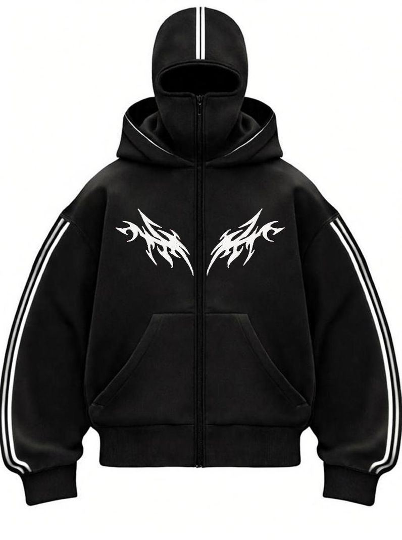 Meerza Men & Women Full Sleeve Printed Hooded Sweatshirt - Image 2