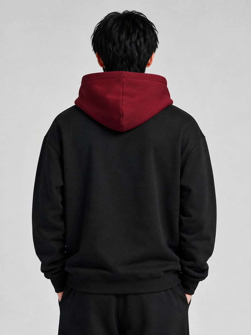Men Full Sleeve Color Block Hooded Sweatshirt - Image 3