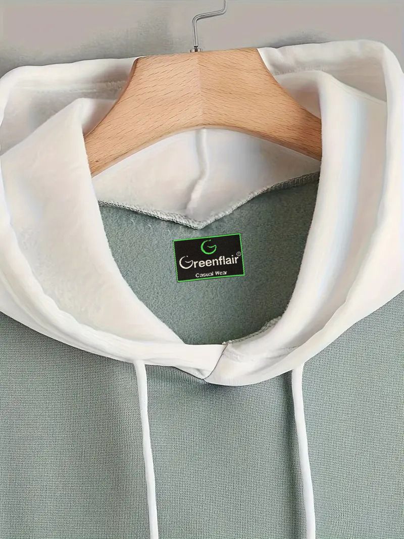 GreenFlair Men Full Sleeve Solid Hooded Sweatshirt - Image 4