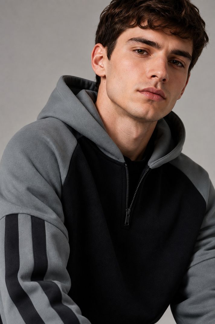 AZLANE Men Full Sleeve Color Block Hooded Sweatshirt - Image 5