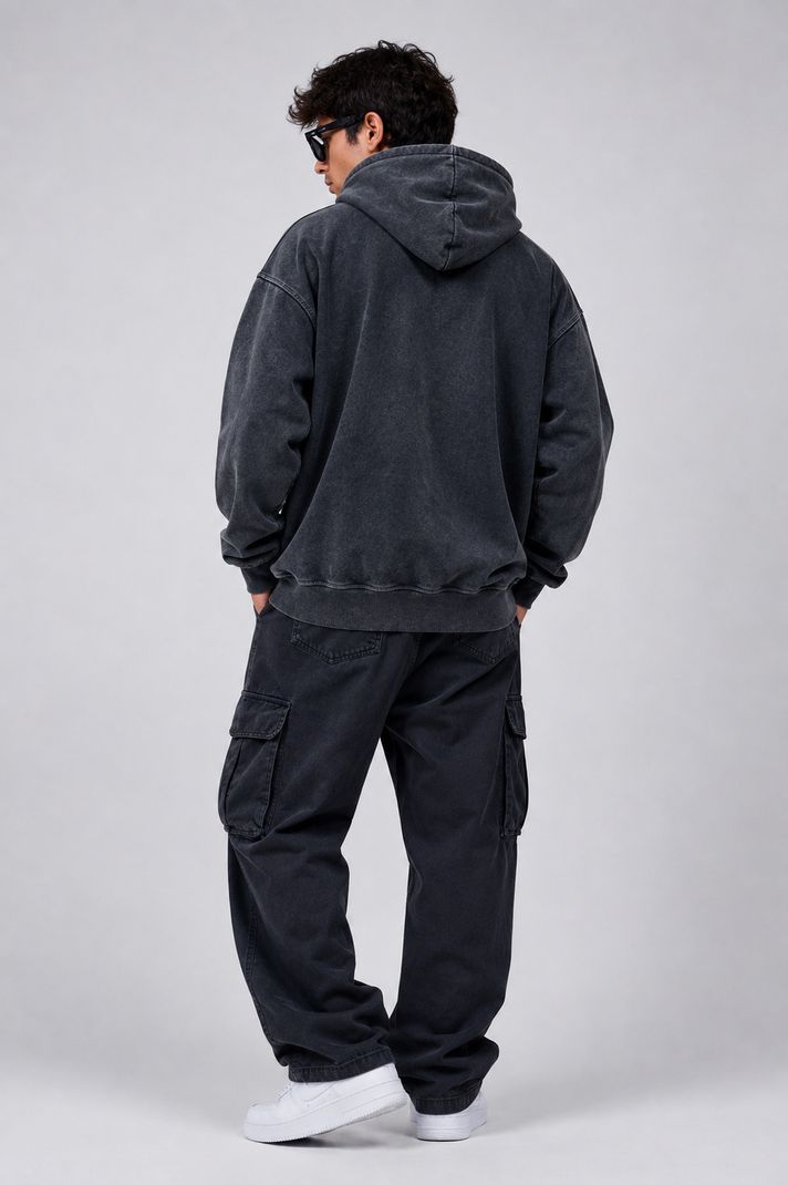 The Emperor Men's Full Sleeve Washed Hooded Sweatshirt - Image 4