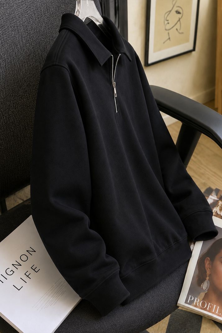 METRONAUT Men Half Zip Solid Sweatshirt - Image 4