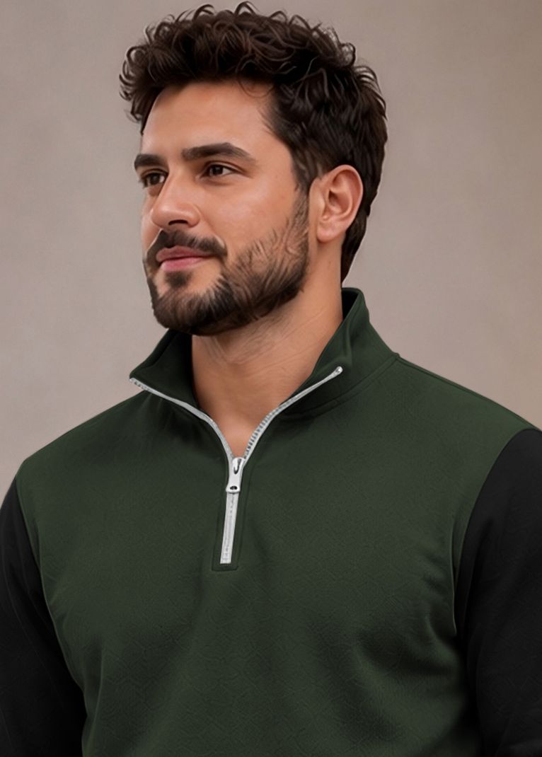 ROCKSTERFASHION Men Solid High Neck Black Sweater - Image 5