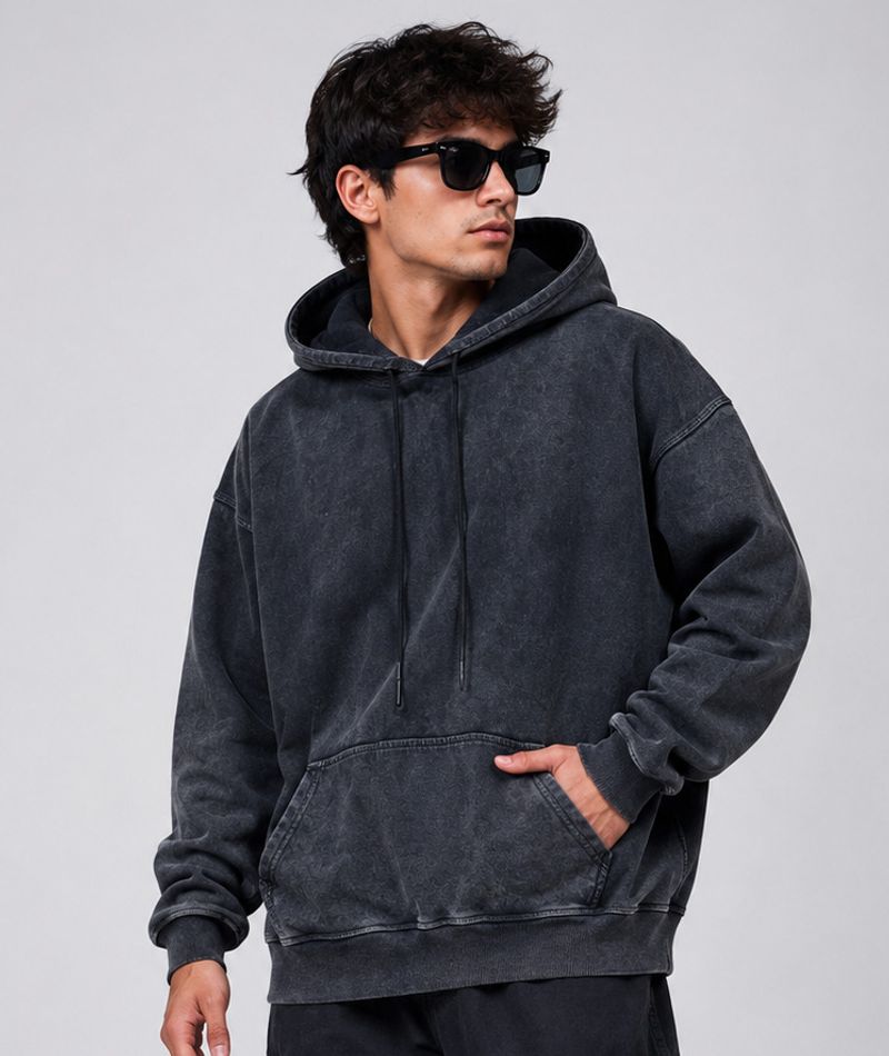 The Emperor Men's Full Sleeve Washed Hooded Sweatshirt - Image 2