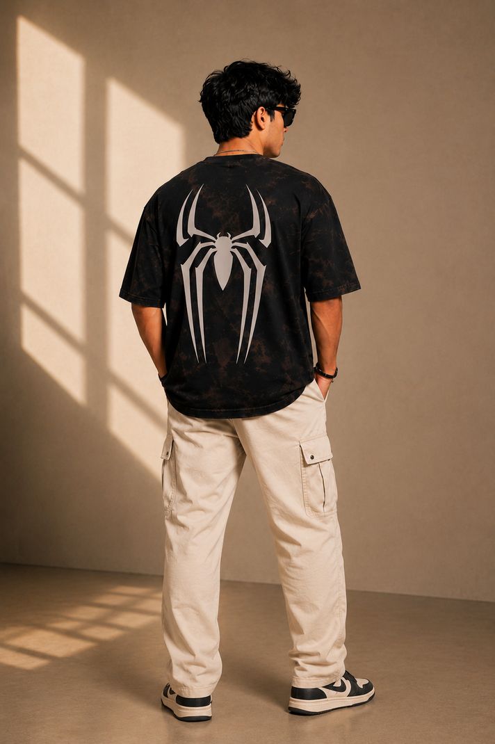 Klyra Club Men Tie & Dye Black Cotton T-Shirt - Image 4