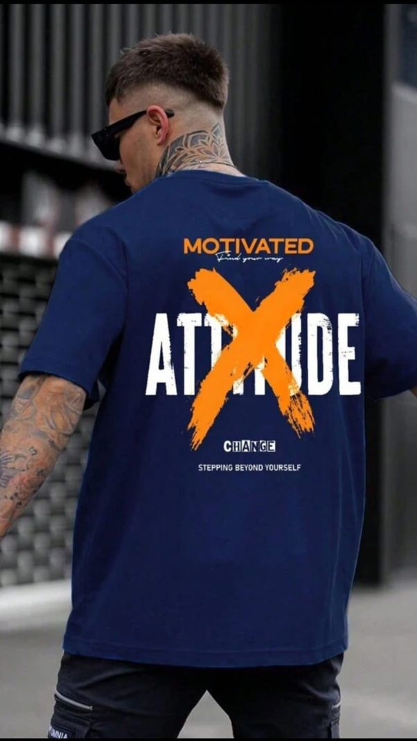 ADELWEAR Men Blue Cotton Blend T-Shirt - Image 3
