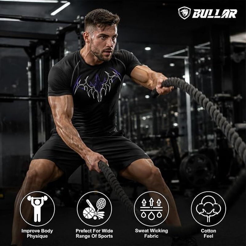 BULLAR Men Graphic Print Round Neck Polyester T-Shirt (Black) - Image 4