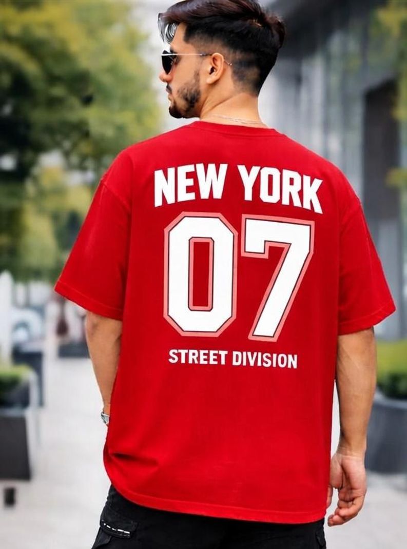 Men Red Typography Cotton Blend T-Shirt - Image 2