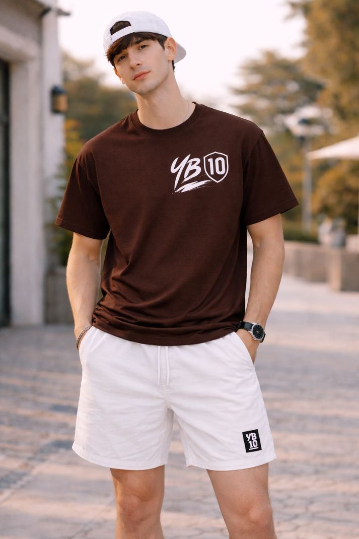 DELYO Men's Printed Round Neck Brown T-Shirt - Image 3