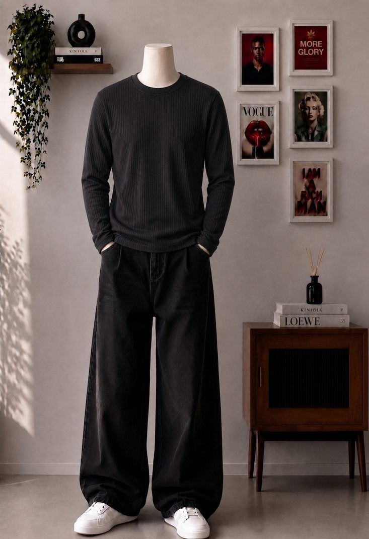 Try This Men Black Cotton Blend T-Shirt - Image 2