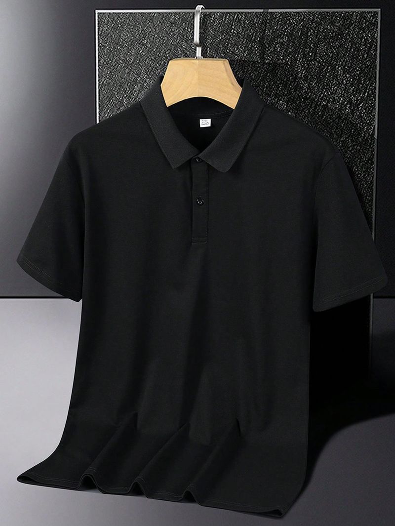 Amaran Men Black Cotton Polo Neck T-Shirt - Image 2
