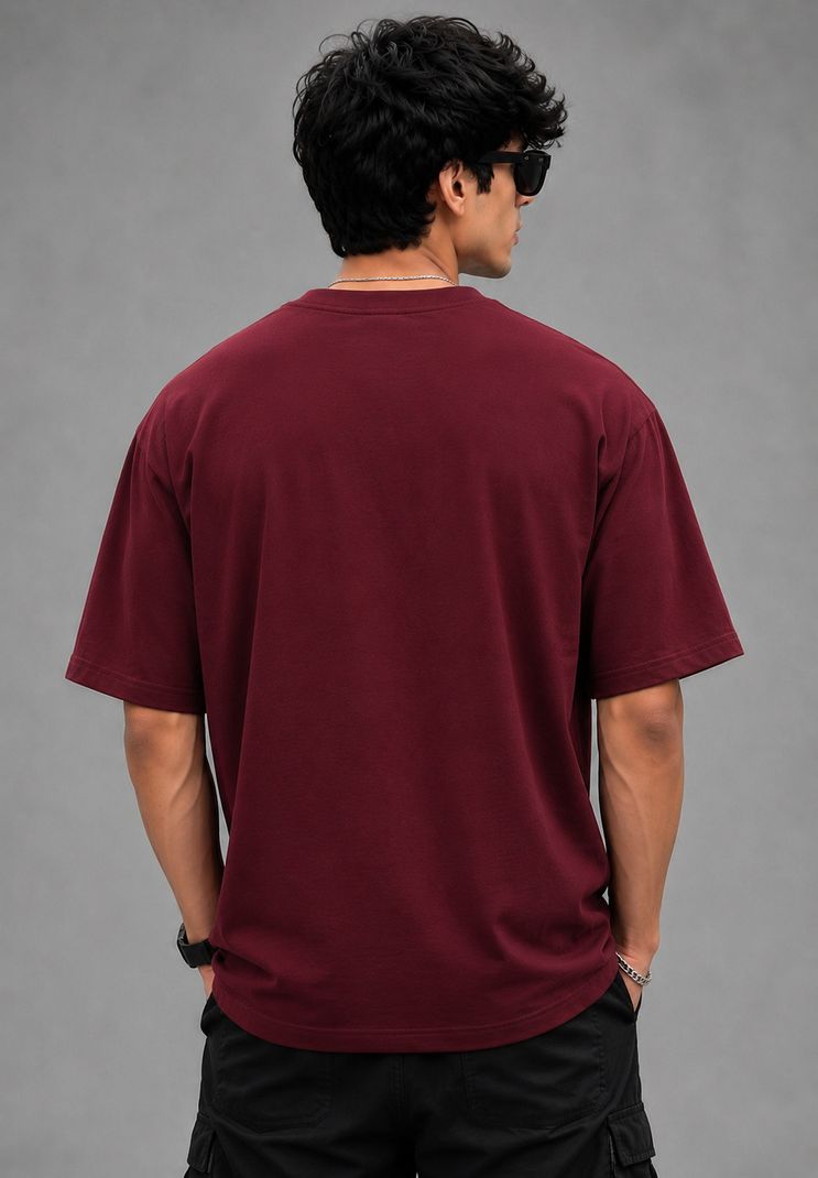 Vigilante Men Maroon Cotton T-Shirt - Image 5