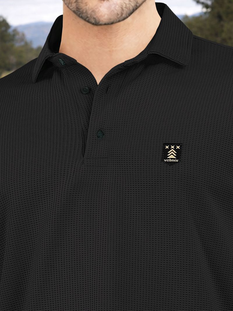 VeBNoR Men Black Polyester Polo Neck T-Shirt - Image 4