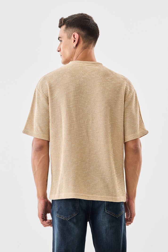 Snitch Men Beige Polyester Crew Neck T-Shirt - Image 3