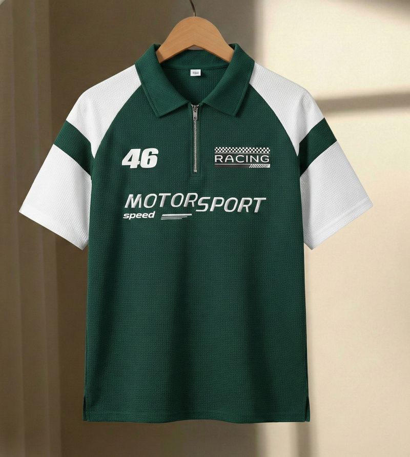 Flipkart SmartBuy Men Dark Green Zip Neck T-Shirt - Image 2