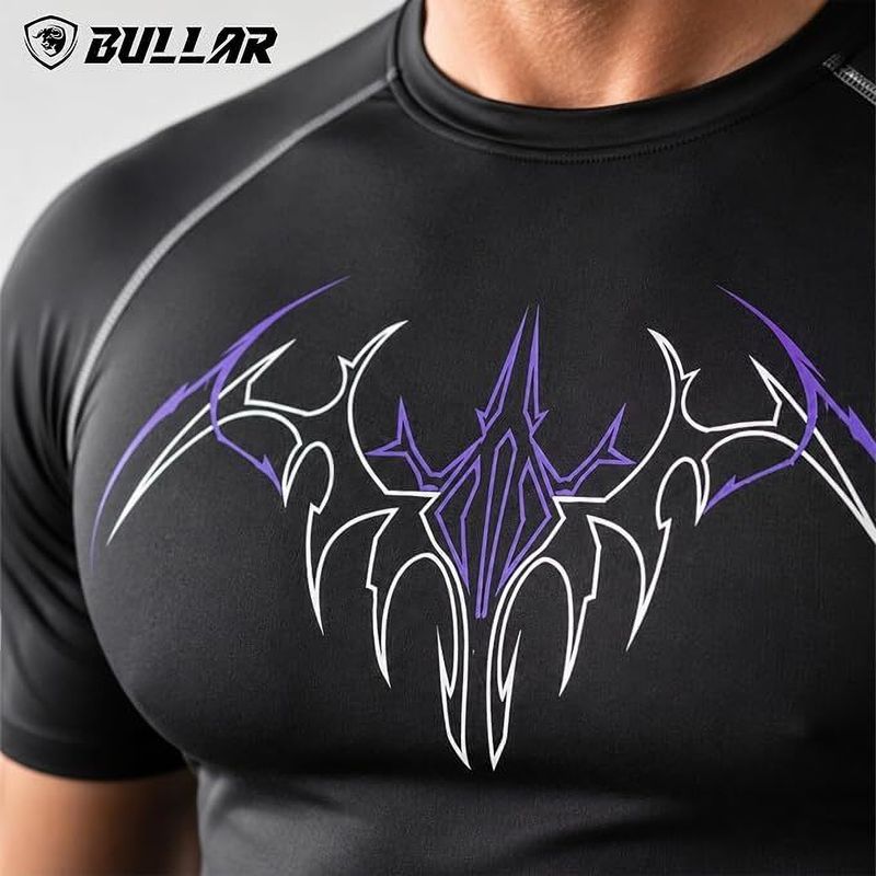 BULLAR Men Graphic Print Round Neck Polyester T-Shirt (Black) - Image 6