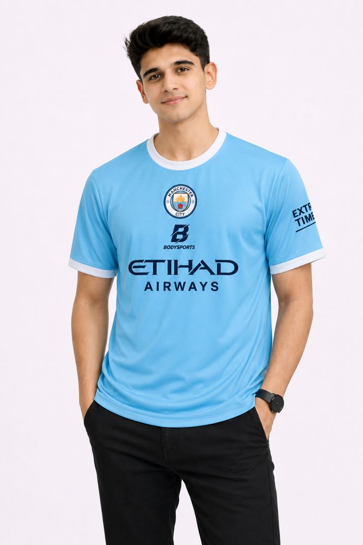 Bodysports.co Men Light Blue Polyester T-Shirt - Image 2