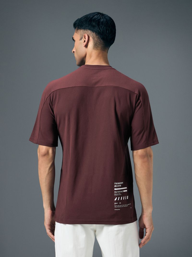 TechnoSport Men's Maroon Round Neck T-Shirt - Image 3